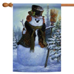 Christmas Classy Snowman Outdoor House Flag 40" X 28"
