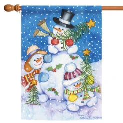 Snowman Christmas Tree Outdoor House Flag 40" X 28"