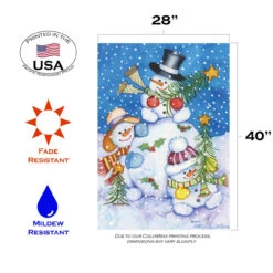 Snowman Christmas Tree Outdoor House Flag 40" X 28" -PatioVibe Shop 109427 3 70029.1682375387