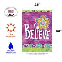 Floral 'Believe' Outdoor House Flag 40" X 28" -PatioVibe Shop 109496 3 08827.1682375266