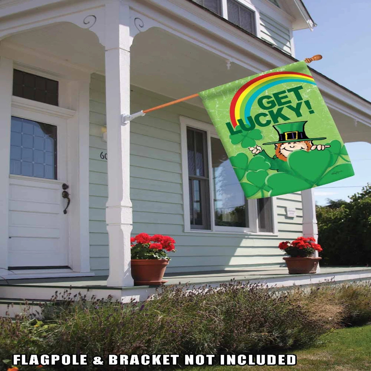 St. Patrick's Day 'Get Lucky' Leprechaun Outdoor House Flag 40" X 28" 2 St. Patrick's Day 'Get Lucky' Leprechaun Outdoor House Flag 40" X 28" - Image 2