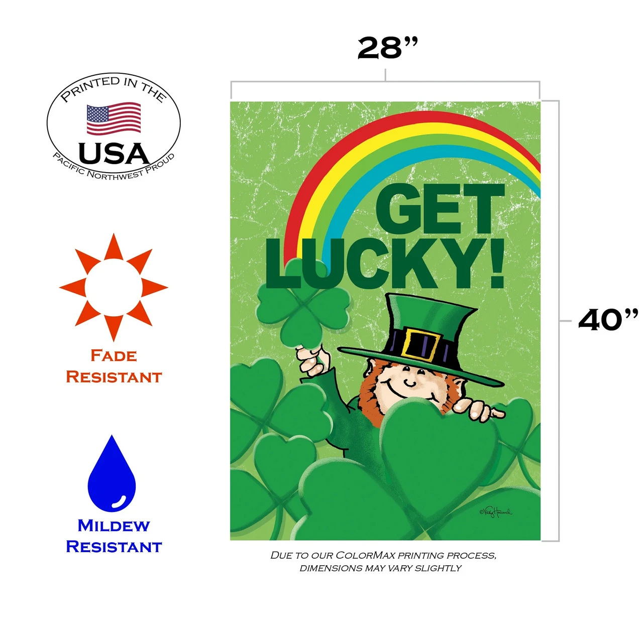 St. Patrick's Day 'Get Lucky' Leprechaun Outdoor House Flag 40" X 28" 3 St. Patrick's Day 'Get Lucky' Leprechaun Outdoor House Flag 40" X 28" - Image 3