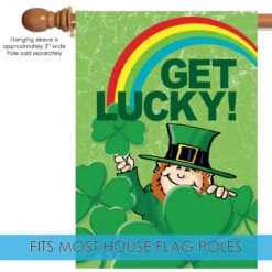 St. Patrick's Day 'Get Lucky' Leprechaun Outdoor House Flag 40" X 28" 9 St. Patrick's Day 'Get Lucky' Leprechaun Outdoor House Flag 40" X 28" -PatioVibe Shop 109504 5 09826.1682375227