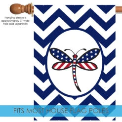 Patriotic Dragonfly Outdoor House Flag 40" X 28" -PatioVibe Shop 109509 5 91306.1682375221