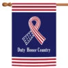 Patriotic Ribbon 'Duty Honor Country' Outdoor House Flag 40" X 28"