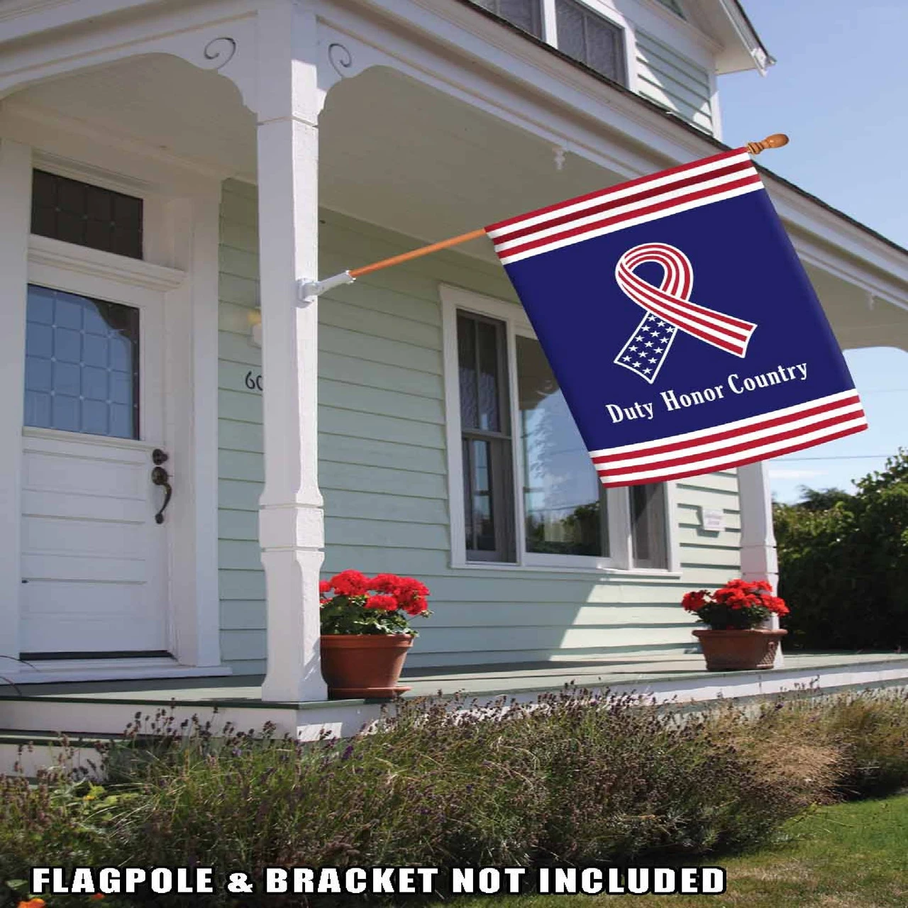 Patriotic Ribbon 'Duty Honor Country' Outdoor House Flag 40" X 28" 2 Patriotic Ribbon 'Duty Honor Country' Outdoor House Flag 40" X 28" - Image 2