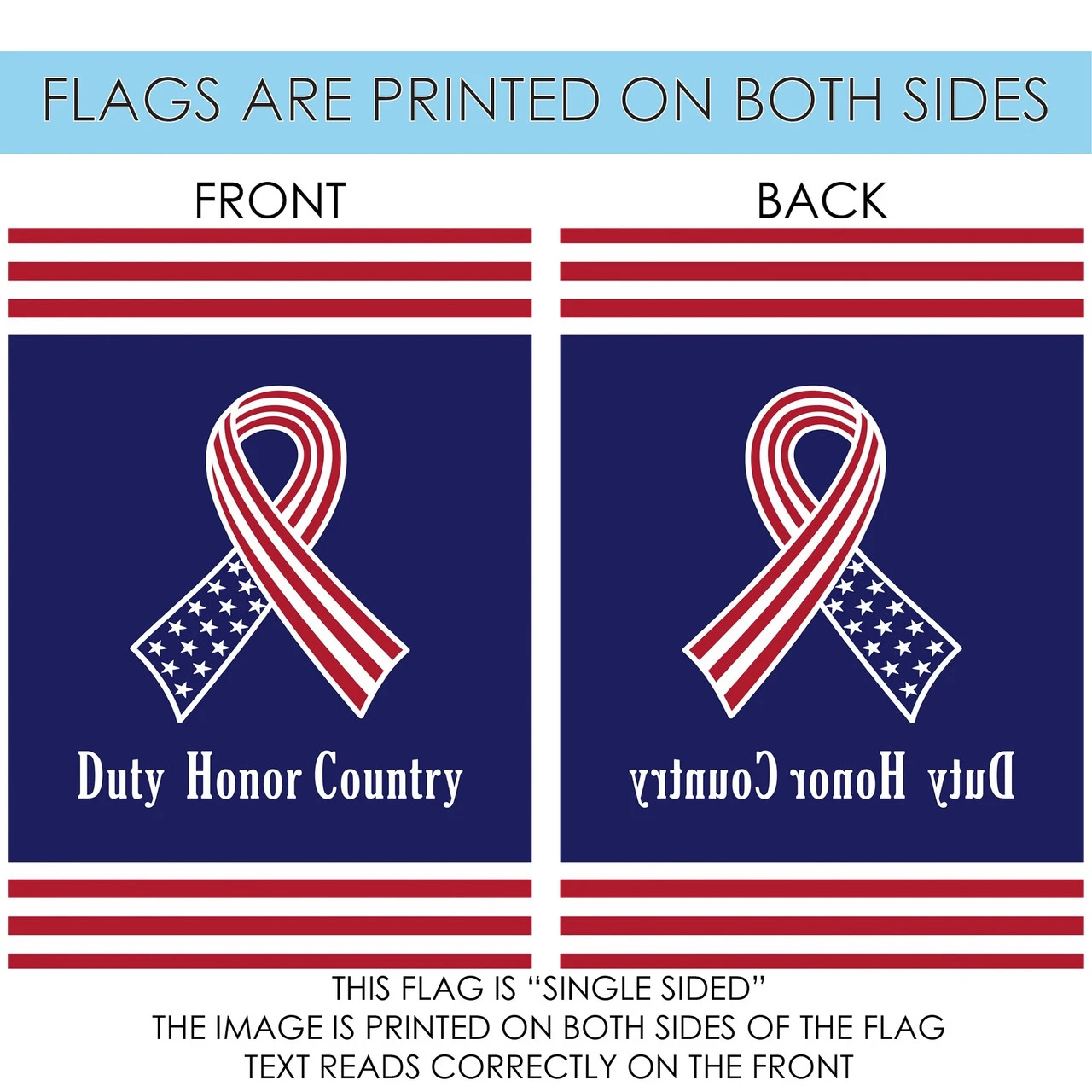 Patriotic Ribbon 'Duty Honor Country' Outdoor House Flag 40" X 28" 4 Patriotic Ribbon 'Duty Honor Country' Outdoor House Flag 40" X 28" - Image 4