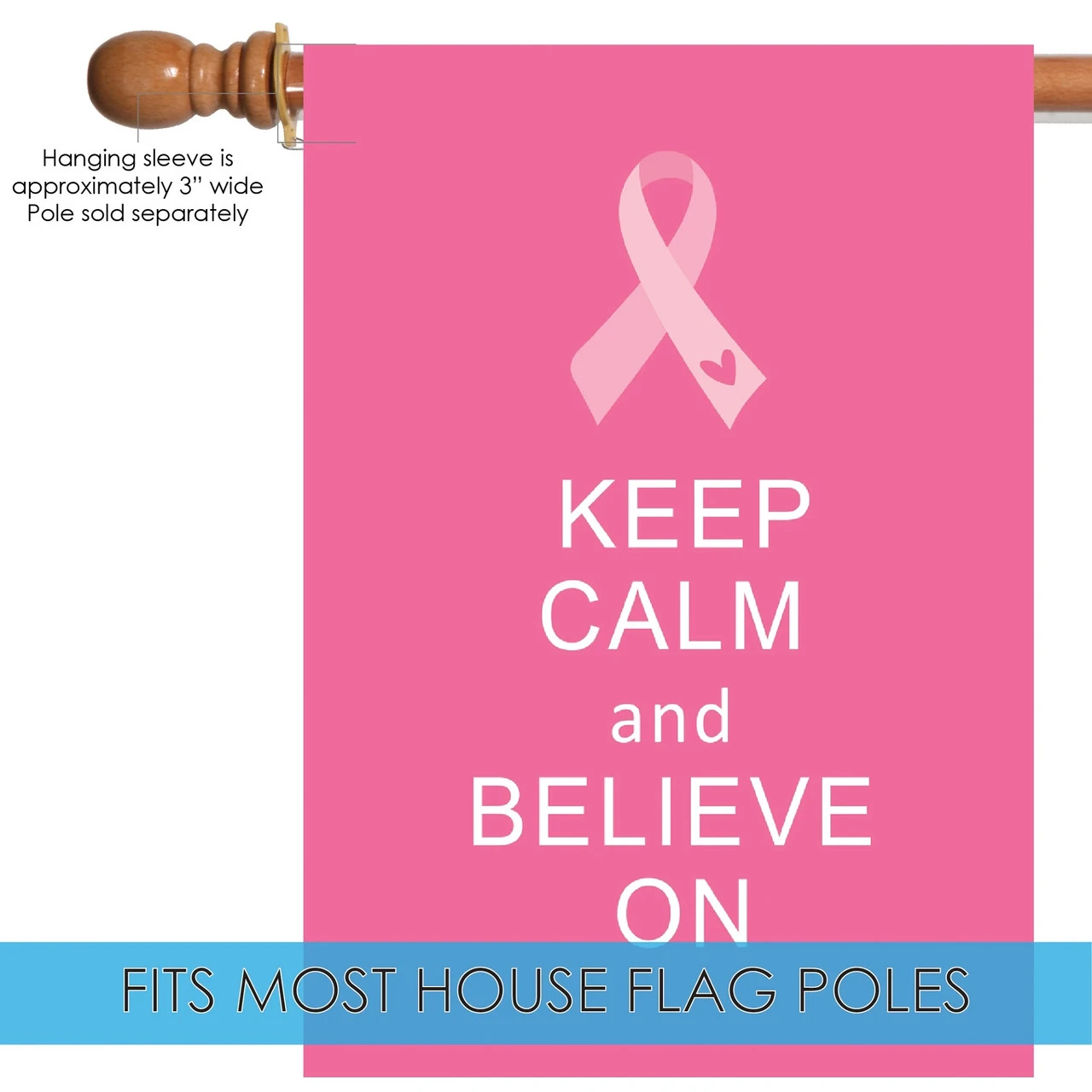 Ribbon 'Keep Calm And Believe On' Outdoor House Flag 40" X 28" 5 Ribbon 'Keep Calm And Believe On' Outdoor House Flag 40" X 28" - Image 5