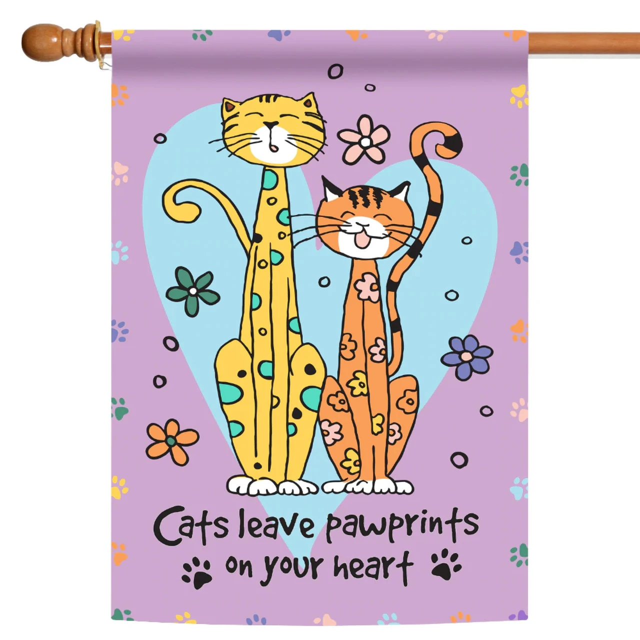 Kitty Paws Yellow And Orange House Flag 40" X 28" 1 Kitty Paws Yellow And Orange House Flag 40" X 28"