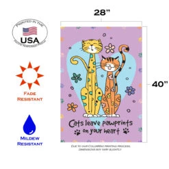 Kitty Paws Yellow And Orange House Flag 40" X 28" 7 Kitty Paws Yellow And Orange House Flag 40" X 28" -PatioVibe Shop 109519 3 89375.1682375337