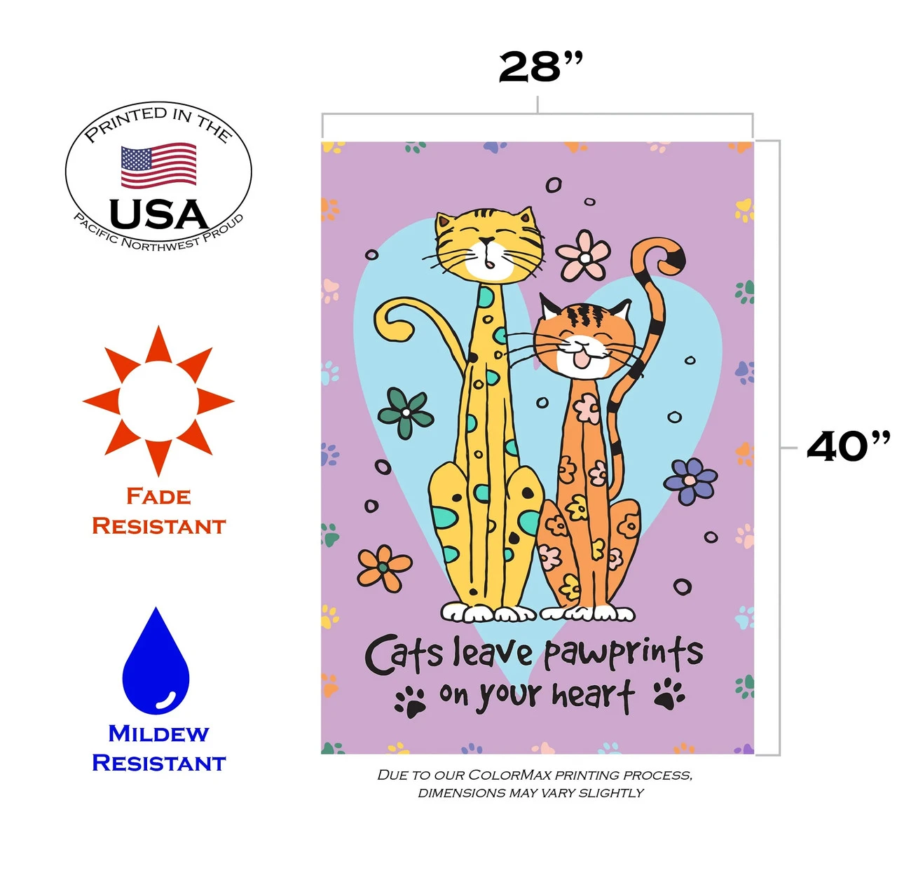 Kitty Paws Yellow And Orange House Flag 40" X 28" 3 Kitty Paws Yellow And Orange House Flag 40" X 28" - Image 3