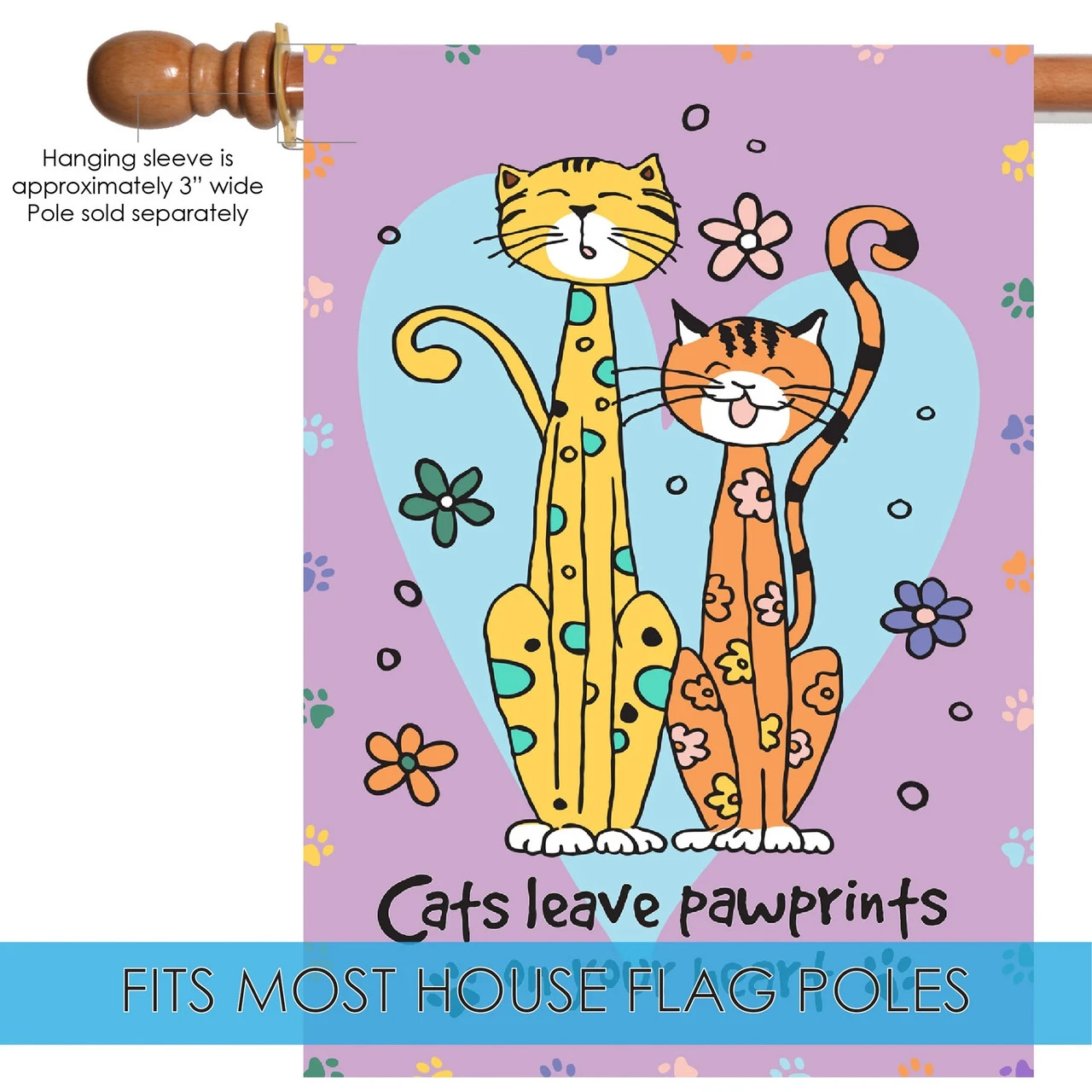 Kitty Paws Yellow And Orange House Flag 40" X 28" 5 Kitty Paws Yellow And Orange House Flag 40" X 28" - Image 5