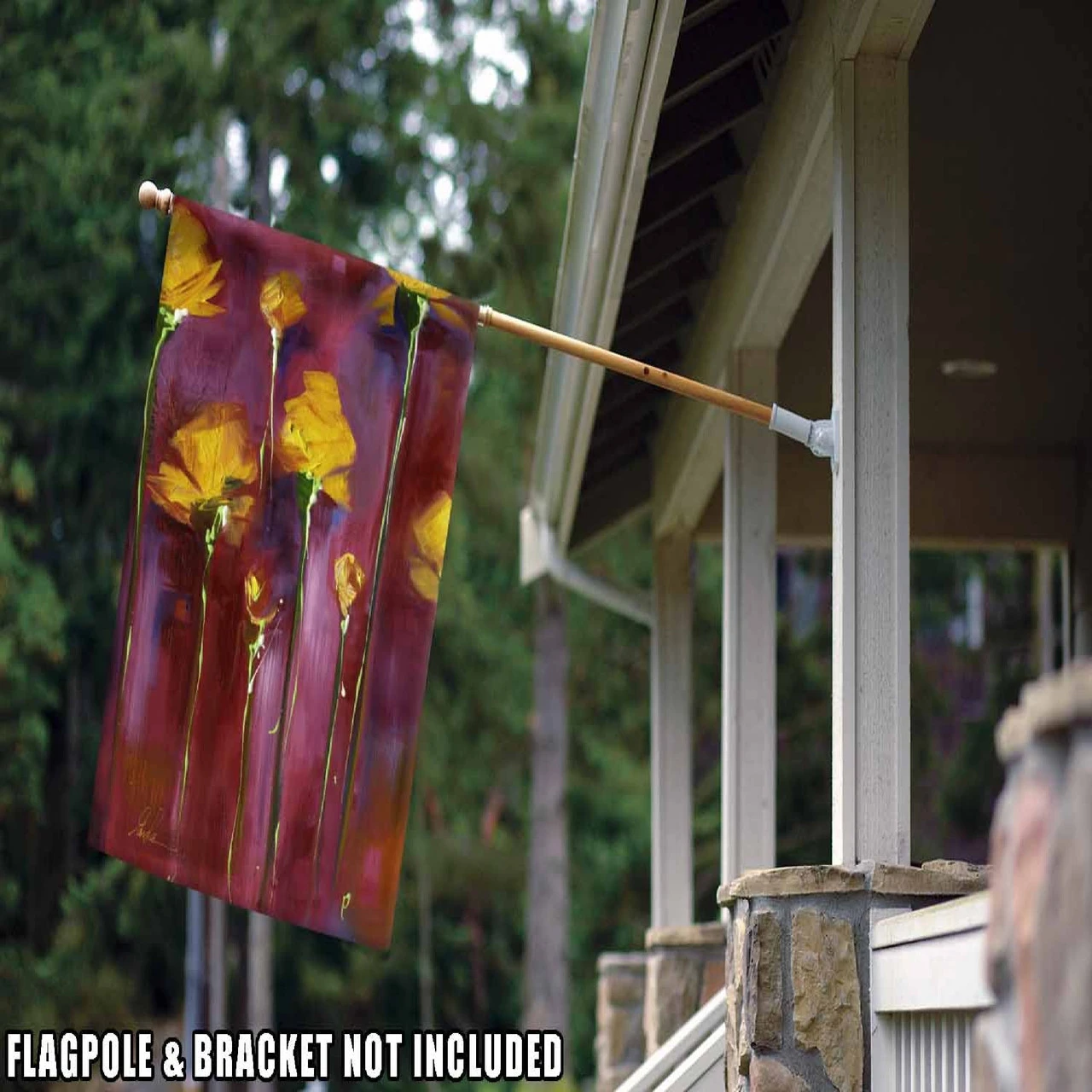 Festive Flowers Red And Yellow House Flag 40" X 28" 2 Festive Flowers Red And Yellow House Flag 40" X 28" - Image 2