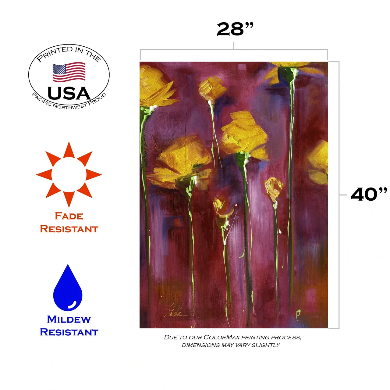 Festive Flowers Red And Yellow House Flag 40" X 28" 3 Festive Flowers Red And Yellow House Flag 40" X 28" - Image 3