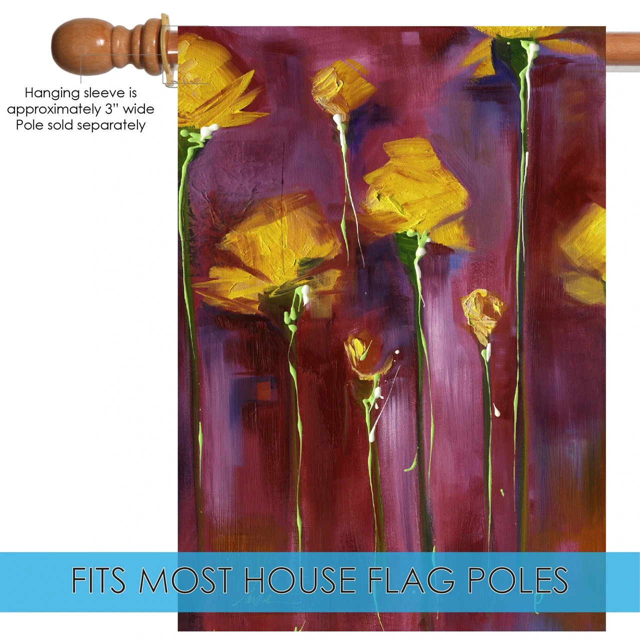 Festive Flowers Red And Yellow House Flag 40" X 28" 5 Festive Flowers Red And Yellow House Flag 40" X 28" - Image 5