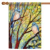 Birdwatch Green And Blue House Flag 40" X 28"