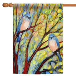 Birdwatch Green And Blue House Flag 40" X 28"