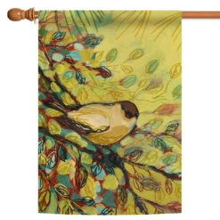 Goldfinch Waiting Yellow House Flag 40" X 28"