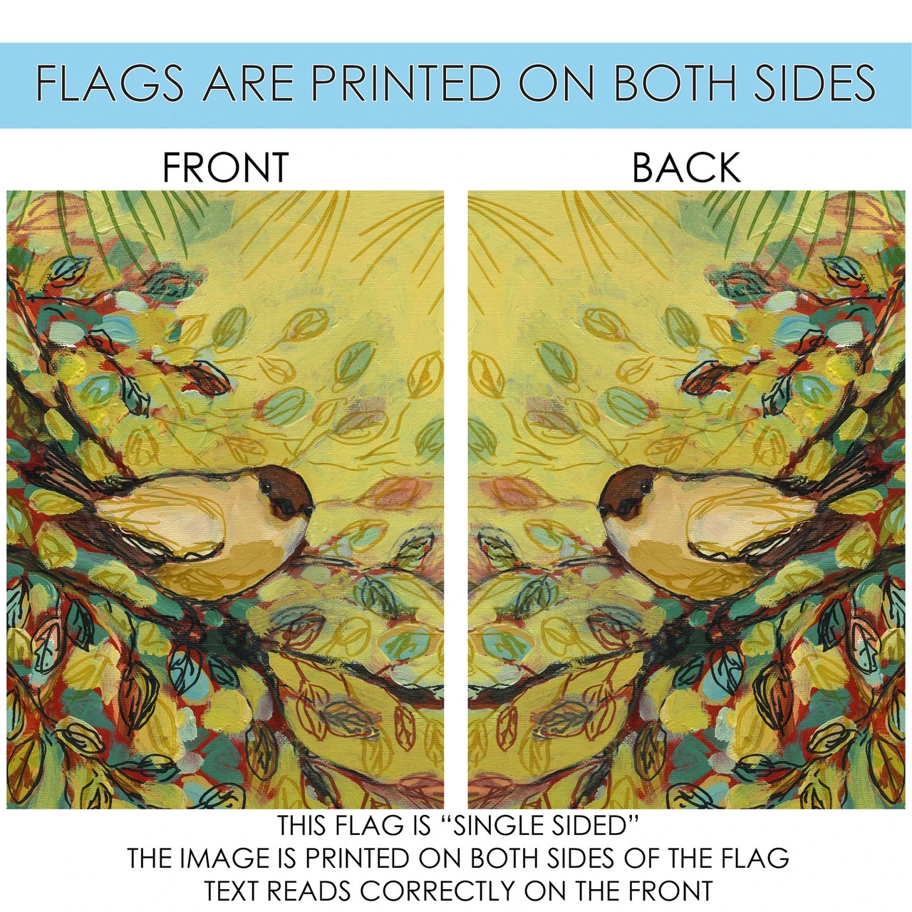 Goldfinch Waiting Yellow House Flag 40" X 28" 4 Goldfinch Waiting Yellow House Flag 40" X 28" - Image 4