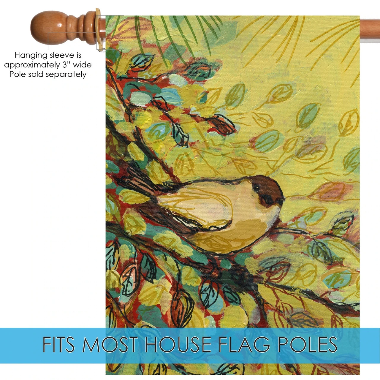 Goldfinch Waiting Yellow House Flag 40" X 28" 5 Goldfinch Waiting Yellow House Flag 40" X 28" - Image 5