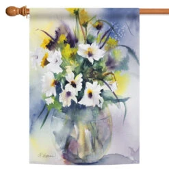 Blooming Flowers Vase Outdoor House Flag 40" X 28"