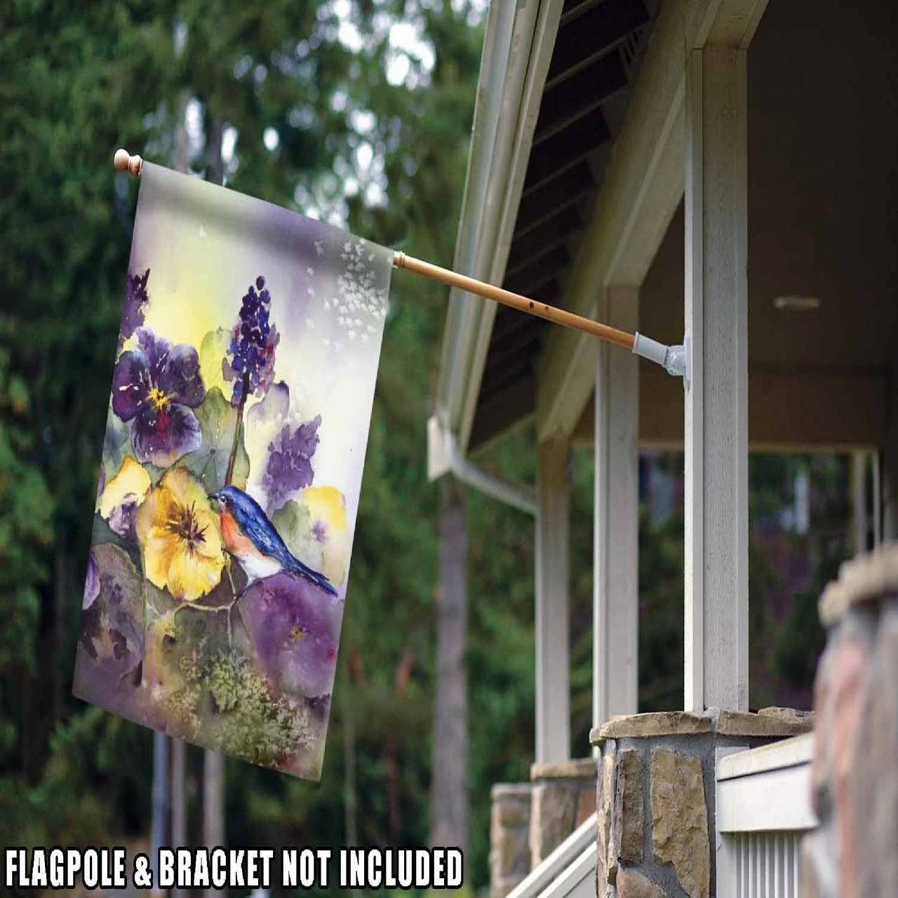 Bluebird Pansies Outdoor House Flag 40" X 28" 2 Bluebird Pansies Outdoor House Flag 40" X 28" - Image 2