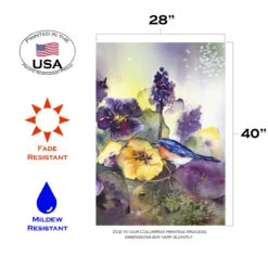 Bluebird Pansies Outdoor House Flag 40" X 28" 7 Bluebird Pansies Outdoor House Flag 40" X 28" -PatioVibe Shop 109544 3 08866.1682375216