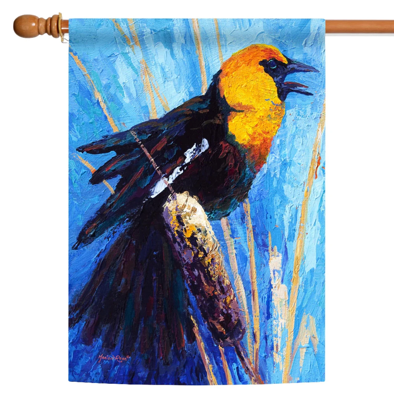 Cattail Bird Outdoor House Flag 40" X 28" 2 Cattail Bird Outdoor House Flag 40" X 28" - Image 2