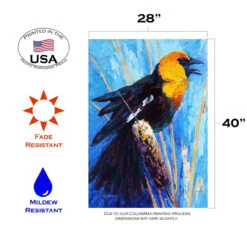 Cattail Bird Outdoor House Flag 40" X 28" 8 Cattail Bird Outdoor House Flag 40" X 28" -PatioVibe Shop 109545 3 44403.1682375318
