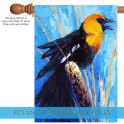 Cattail Bird Outdoor House Flag 40" X 28"