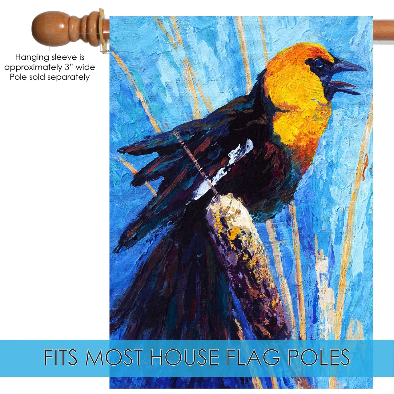 Cattail Bird Outdoor House Flag 40" X 28" 1 Cattail Bird Outdoor House Flag 40" X 28"