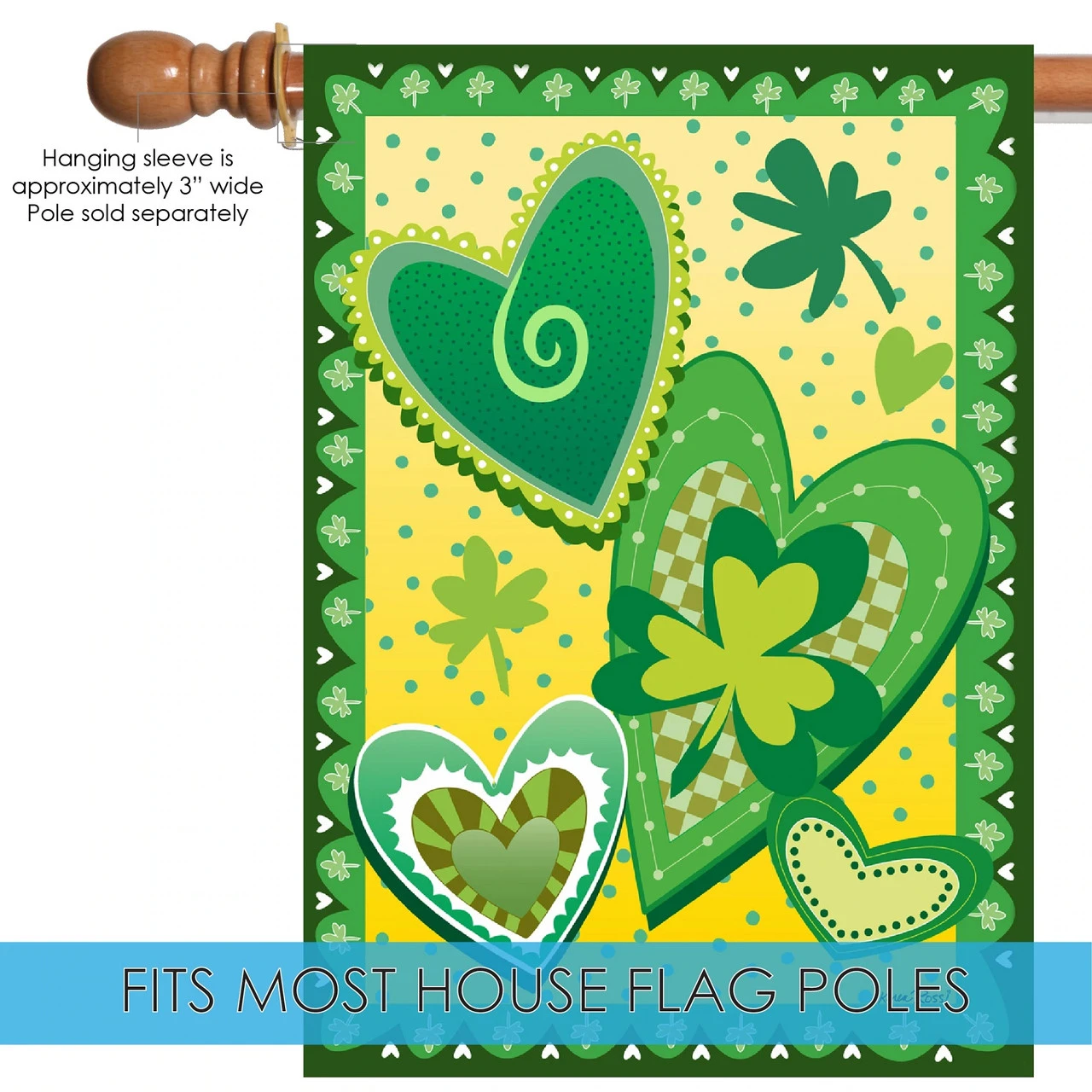 Heart O' The Irish Outdoor House Flag 40" X 28" 5 Heart O' The Irish Outdoor House Flag 40" X 28" - Image 5