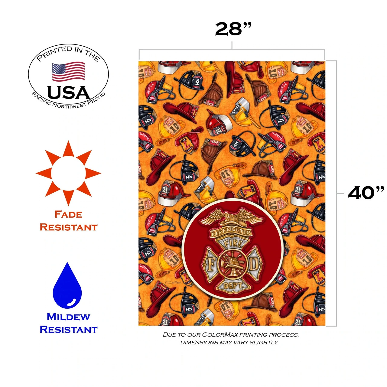 Heroes Firefighter Cap Outdoor House Flag 40" X 28" 3 Heroes Firefighter Cap Outdoor House Flag 40" X 28" - Image 3