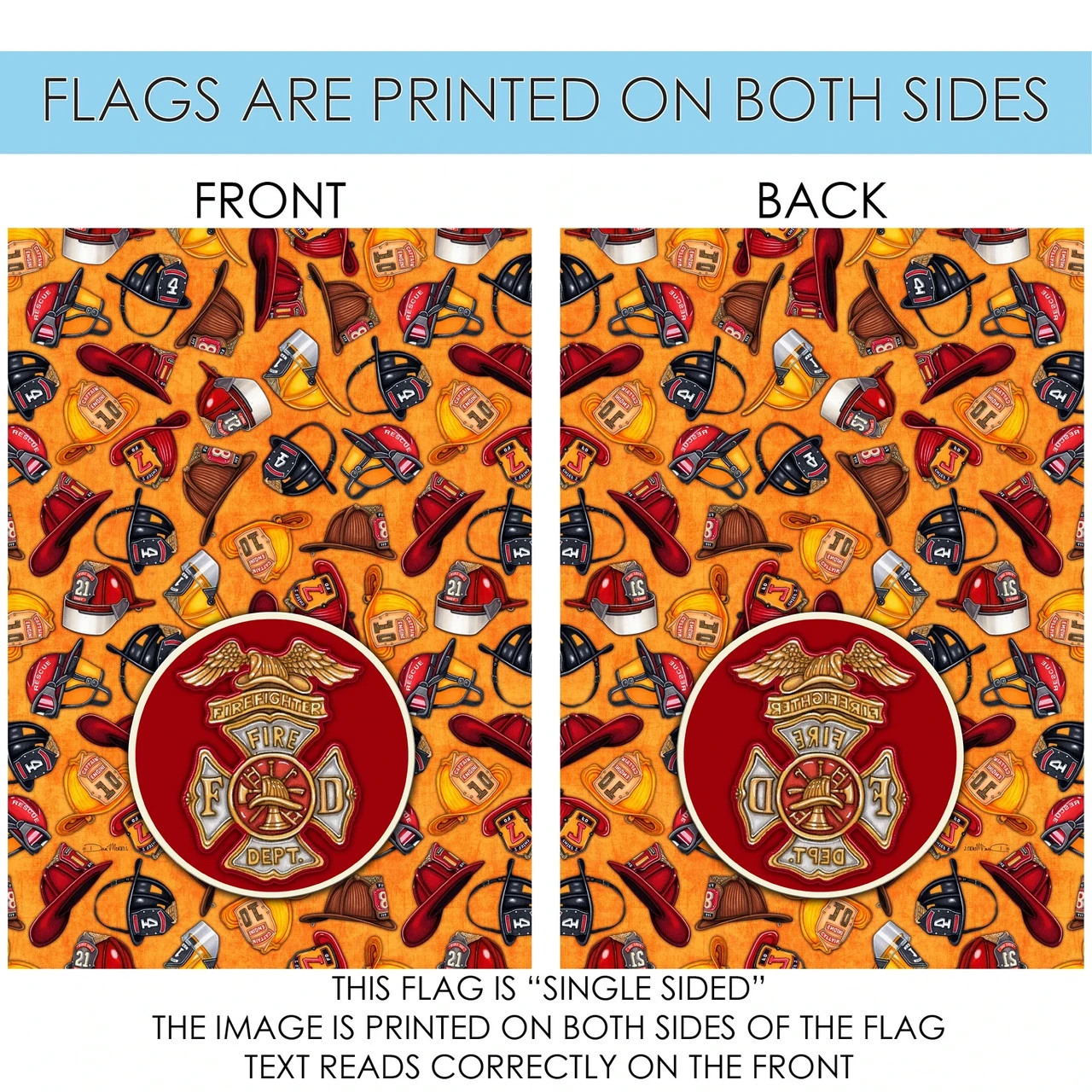 Heroes Firefighter Cap Outdoor House Flag 40" X 28" 4 Heroes Firefighter Cap Outdoor House Flag 40" X 28" - Image 4