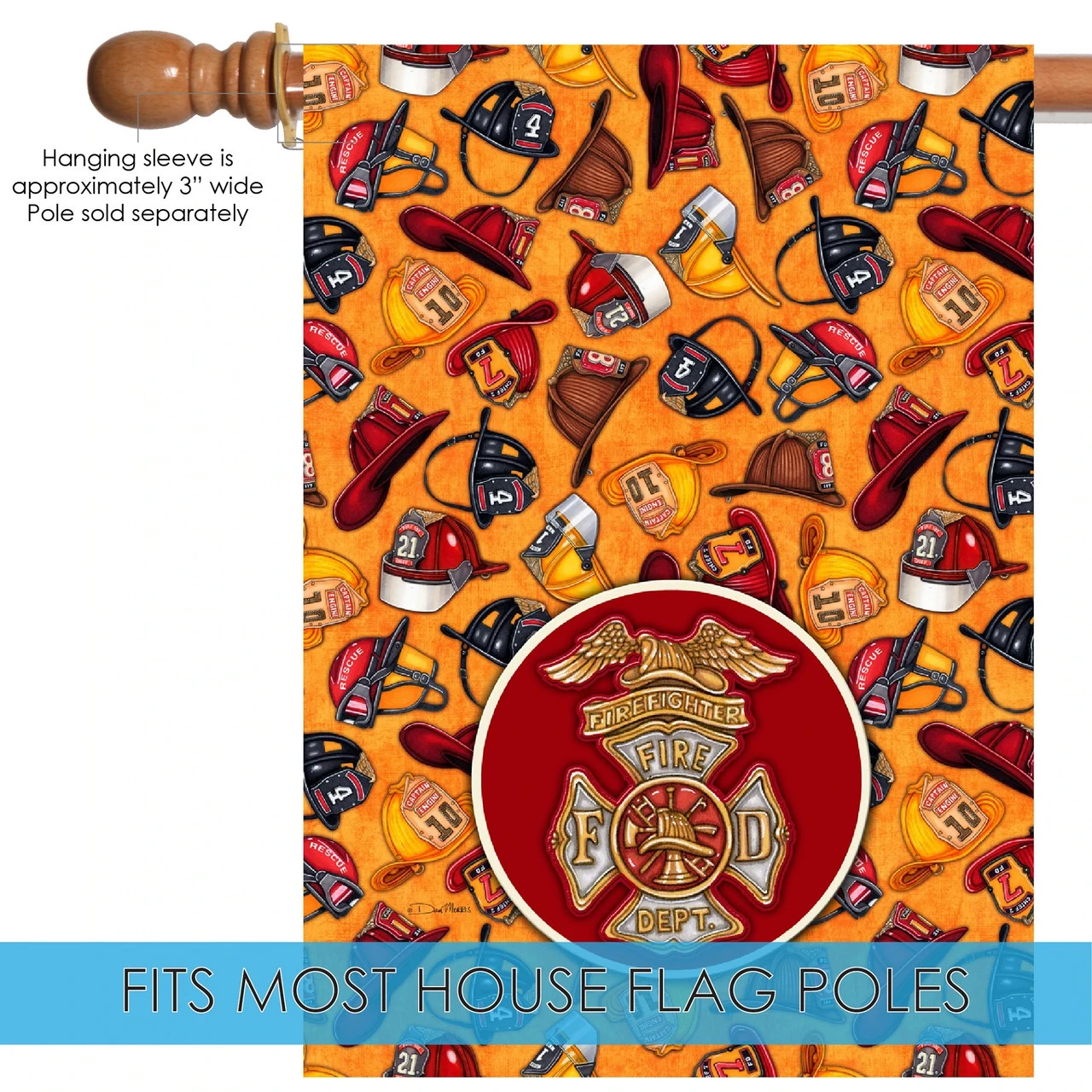 Heroes Firefighter Cap Outdoor House Flag 40" X 28" 5 Heroes Firefighter Cap Outdoor House Flag 40" X 28" - Image 5