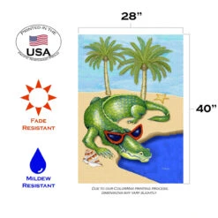Crocodile In The Beach Outdoor House Flag 40" X 28" -PatioVibe Shop 109578 3 10113.1682375191