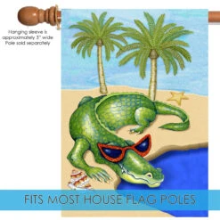 Crocodile In The Beach Outdoor House Flag 40" X 28" -PatioVibe Shop 109578 5 65428.1682375192
