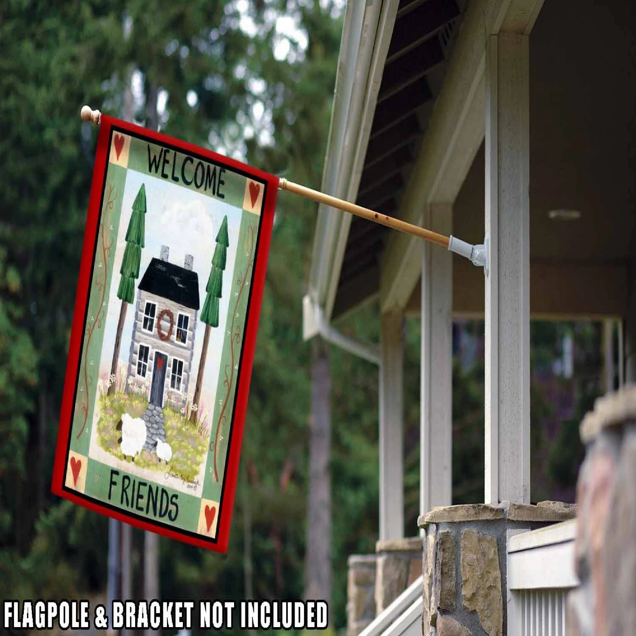 Welcome Friends Cottage Outdoor House Flag 40" X 28" 2 Welcome Friends Cottage Outdoor House Flag 40" X 28" - Image 2