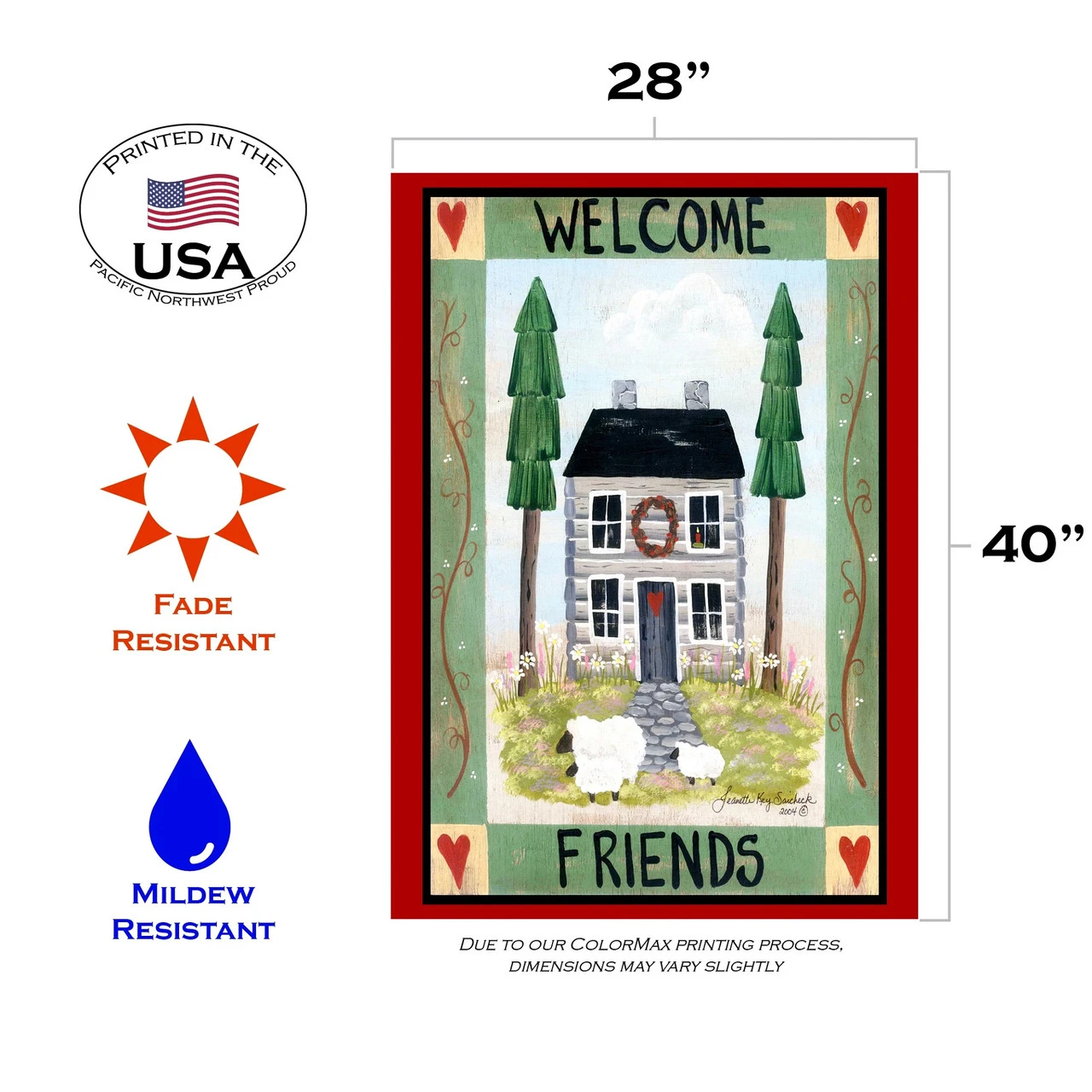 Welcome Friends Cottage Outdoor House Flag 40" X 28" 3 Welcome Friends Cottage Outdoor House Flag 40" X 28" - Image 3