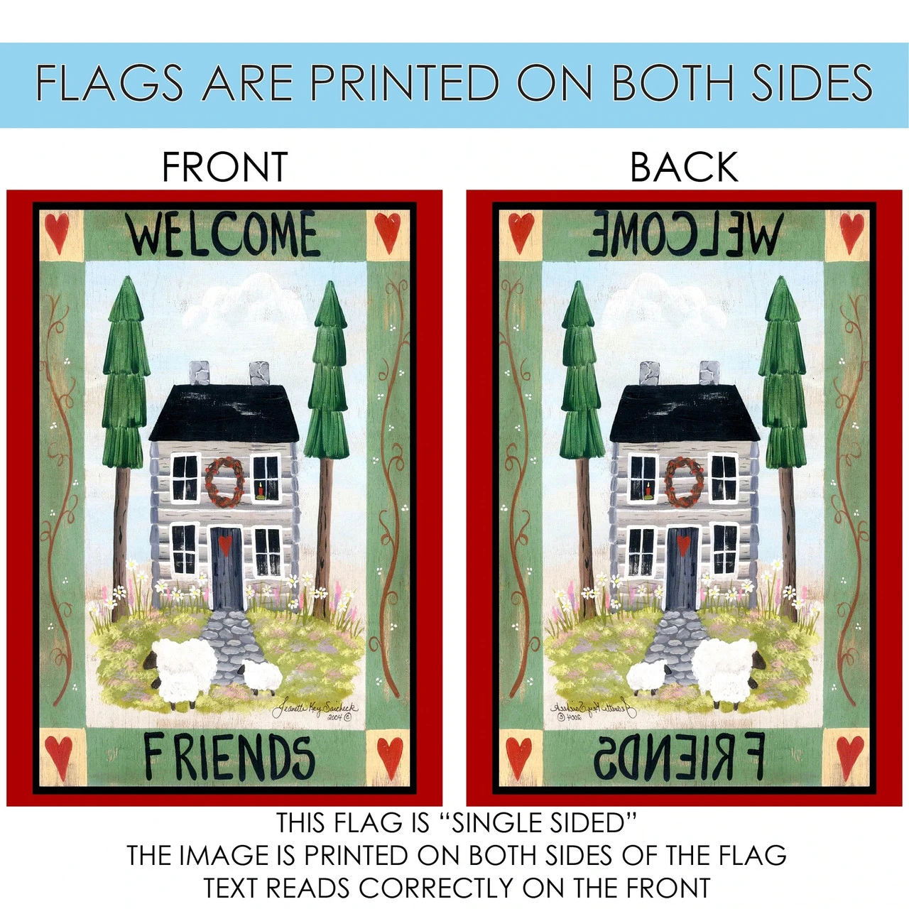 Welcome Friends Cottage Outdoor House Flag 40" X 28" 4 Welcome Friends Cottage Outdoor House Flag 40" X 28" - Image 4