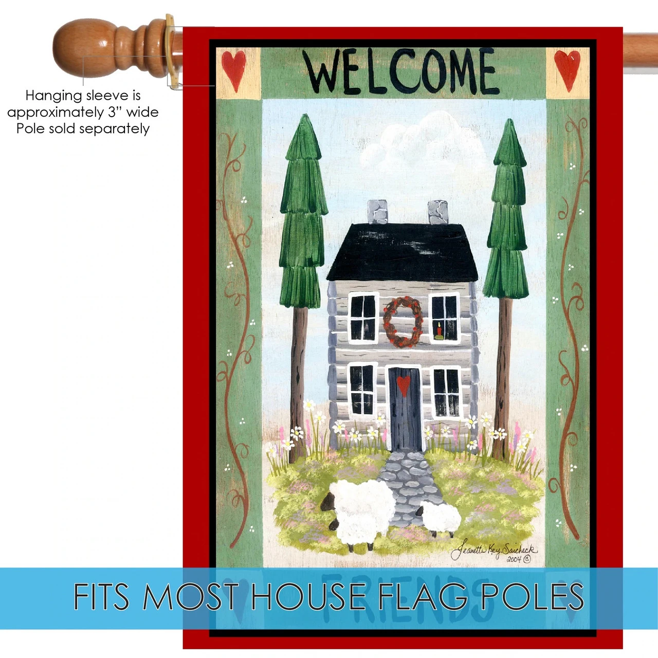 Welcome Friends Cottage Outdoor House Flag 40" X 28" 5 Welcome Friends Cottage Outdoor House Flag 40" X 28" - Image 5