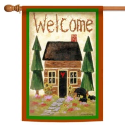 "Welcome" Cabin Outdoor House Flag 40" X 28"