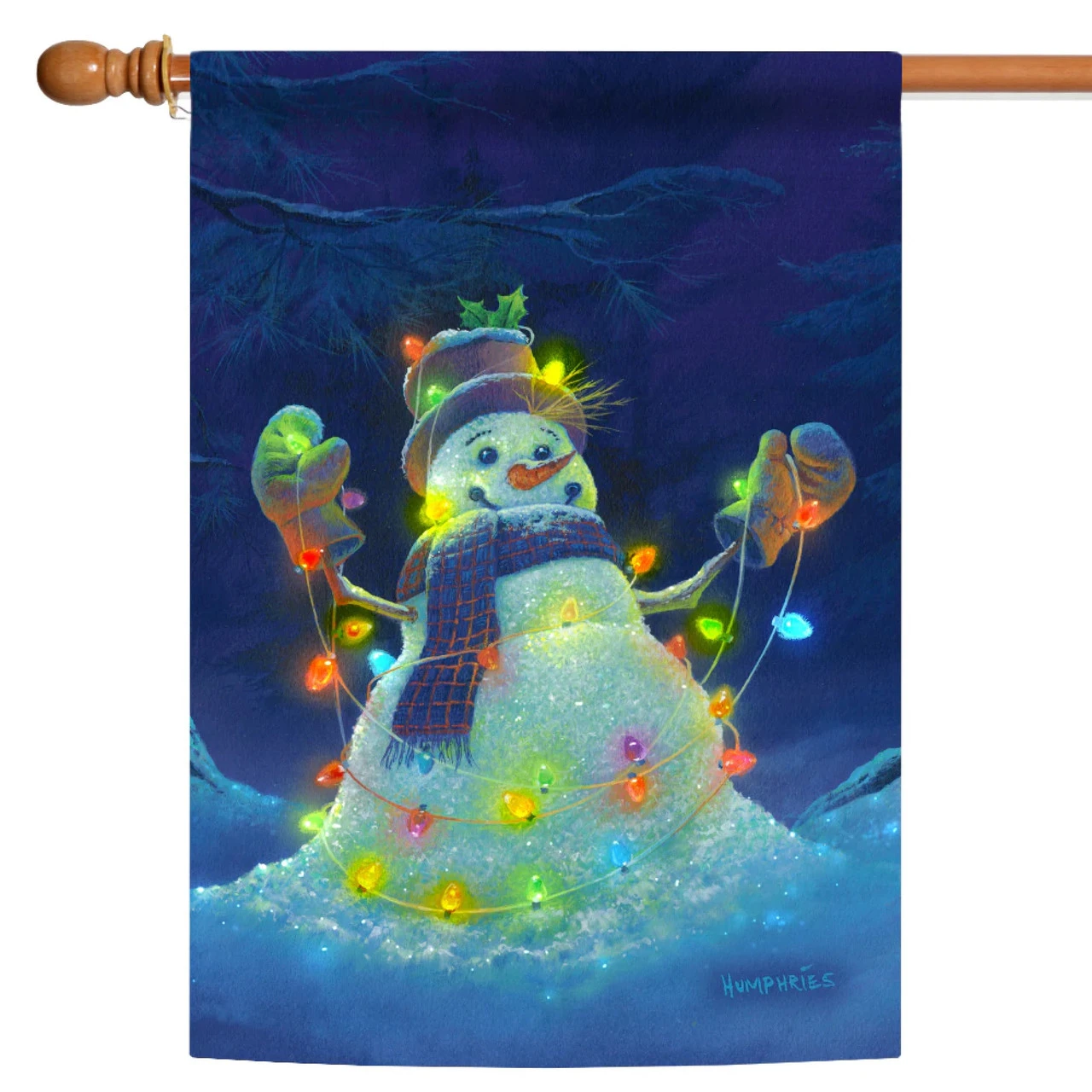 Christmas Glowman Snowman White And Blue Rectangular House Flag 28" X 40" 1 Christmas Glowman Snowman White And Blue Rectangular House Flag 28" X 40"