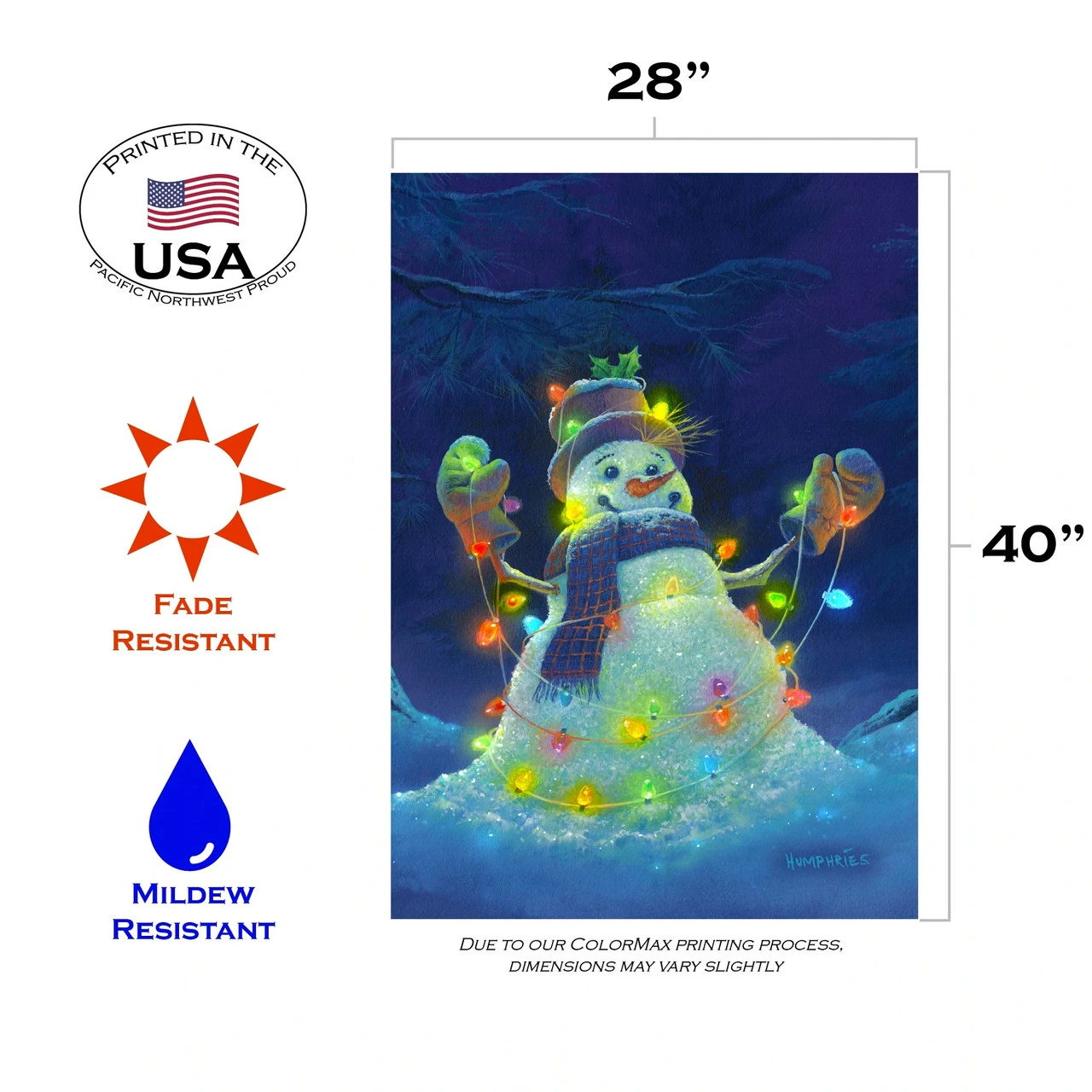 Christmas Glowman Snowman White And Blue Rectangular House Flag 28" X 40" 3 Christmas Glowman Snowman White And Blue Rectangular House Flag 28" X 40" - Image 3