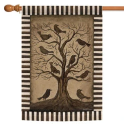 Tree Ravens Pack Brown And Beige Rectangular House Flag 28" X 40"