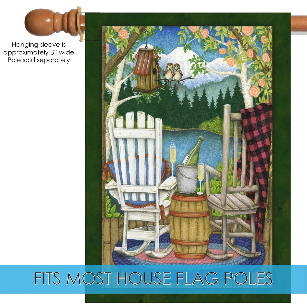 The Back Porch Green And Brown Rectangular House Flag 28" X 40" 5 The Back Porch Green And Brown Rectangular House Flag 28" X 40" - Image 5