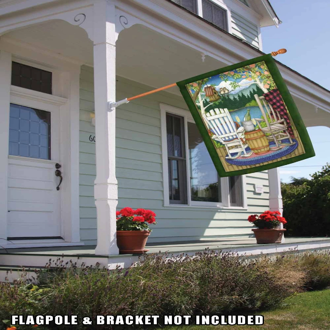 The Back Porch Green And Brown Rectangular House Flag 28" X 40" 2 The Back Porch Green And Brown Rectangular House Flag 28" X 40" - Image 2