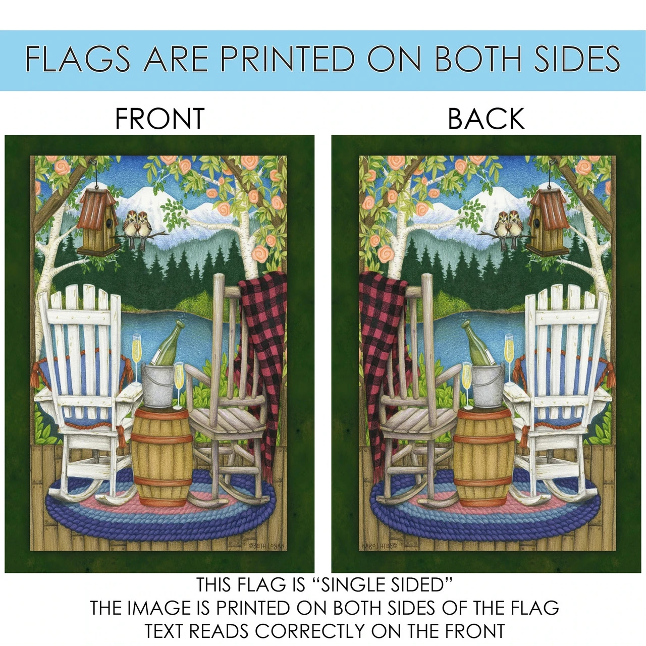 The Back Porch Green And Brown Rectangular House Flag 28" X 40" 4 The Back Porch Green And Brown Rectangular House Flag 28" X 40" - Image 4