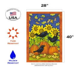 Autumn Crows Black And Orange Rectangular House Flag 28" X 40" -PatioVibe Shop 109645 3 07995.1682375089