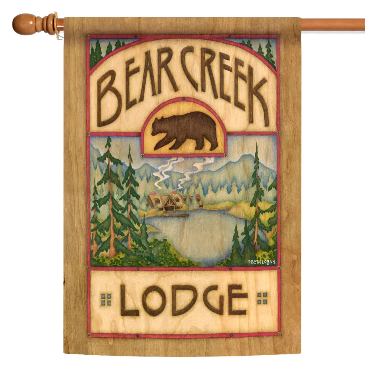 Welcome To Bear Creek Lodge Brown And Green Rectangular House Flag 28" X 40" 1 Welcome To Bear Creek Lodge Brown And Green Rectangular House Flag 28" X 40"